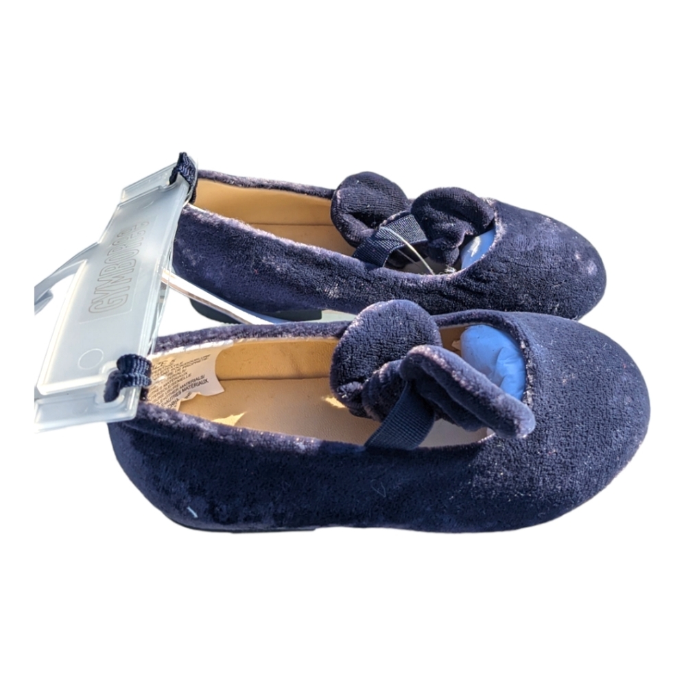 Gymboree Girls size 5 Suedette Navy Blue w/ Elastic Bow Slip On Shoe - Picture 1 of 7